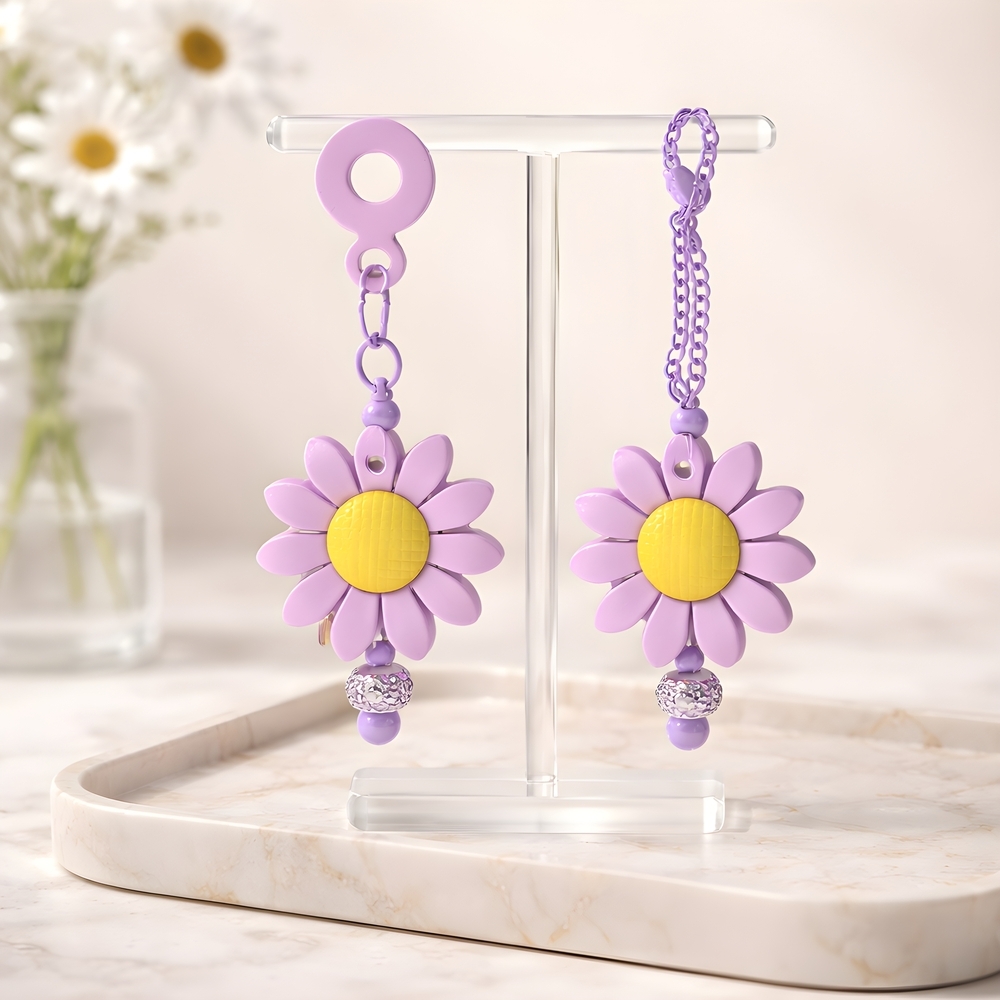 Lavender Daisy Charm For Tumbler Straw And Handle. Tumbler Not Included - Picture 1 of 5